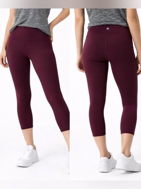 LULULEMON Burgundy Cropped Leggings Size 6 High Rise Athletic Yoga Workout Pants